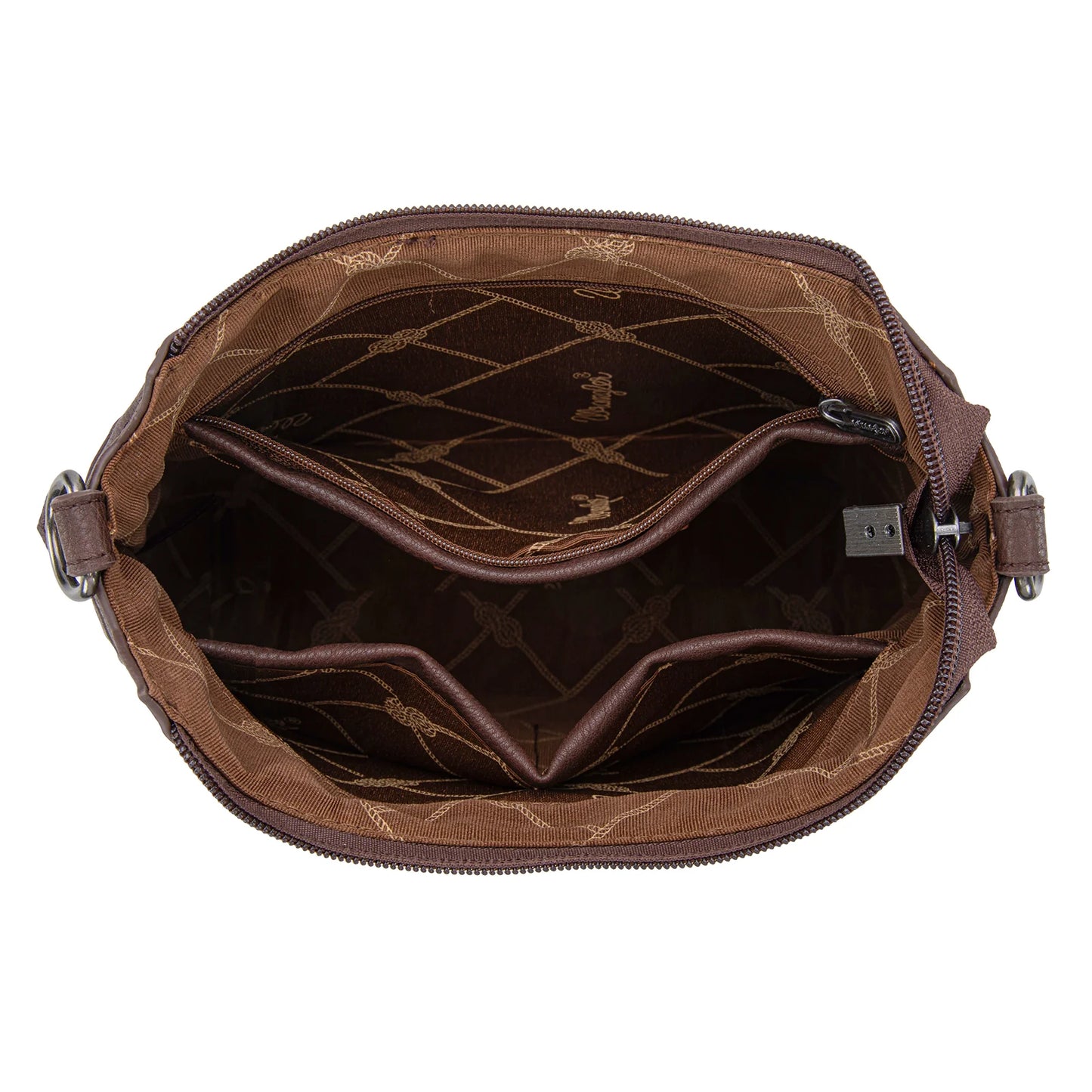 Wrangler Sherpa Aztec Canvas Crossbody - Coffee