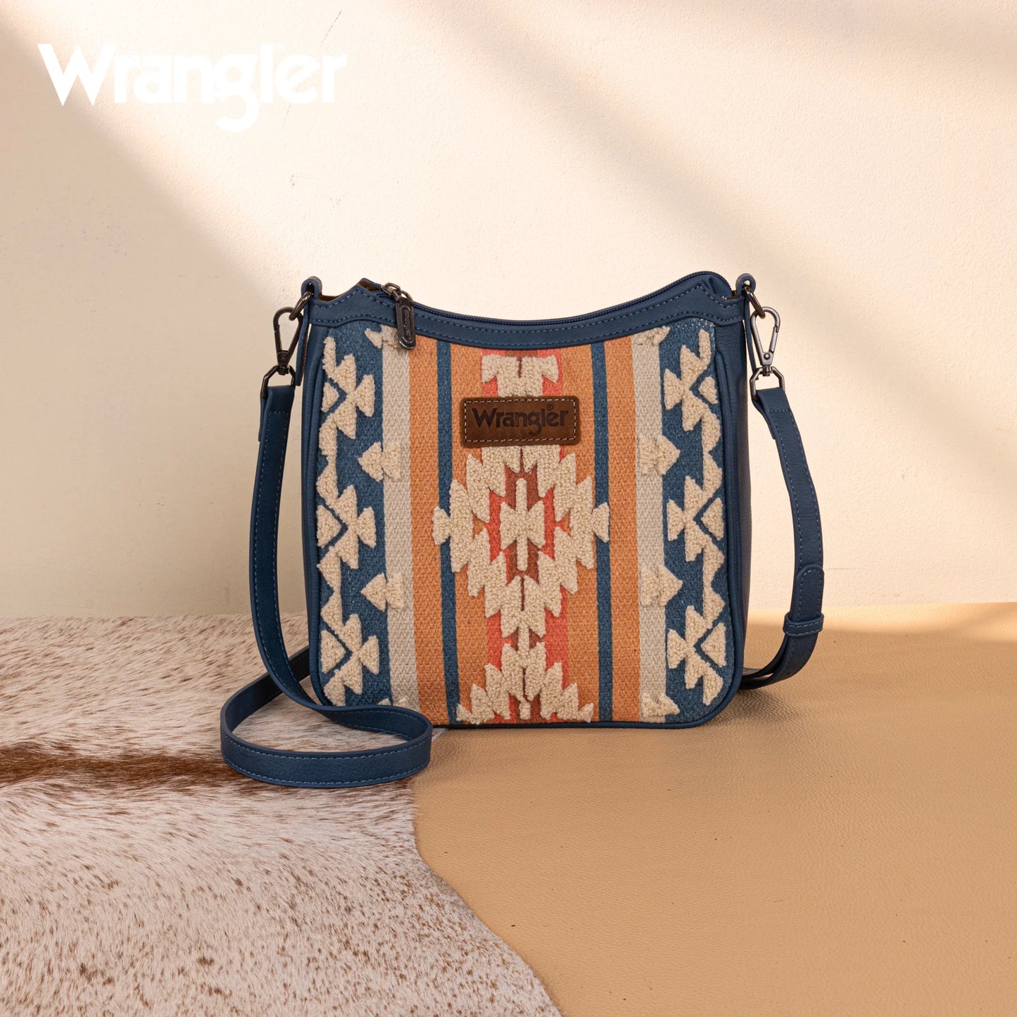 Wrangler Sherpa Aztec Canvas Crossbody - Jean