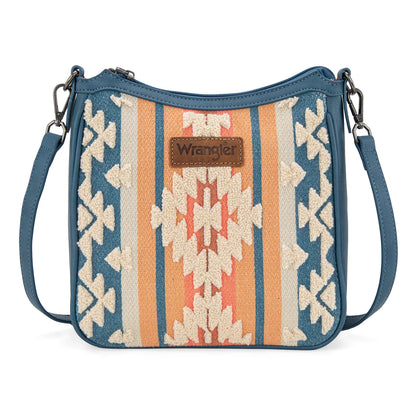 Wrangler Sherpa Aztec Canvas Crossbody - Jean