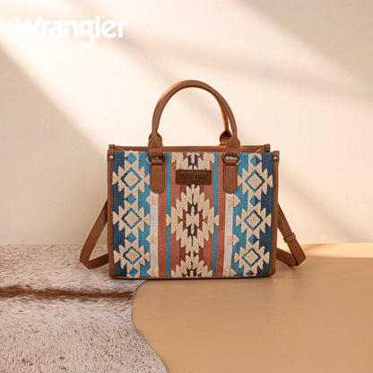 Wrangler Sherpa Aztec Canvas Tote/Crossbody - Brown