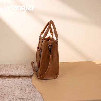 Wrangler Sherpa Aztec Canvas Tote/Crossbody - Brown