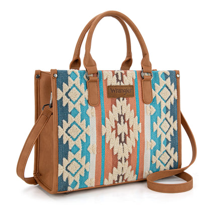 Wrangler Sherpa Aztec Canvas Tote/Crossbody - Brown