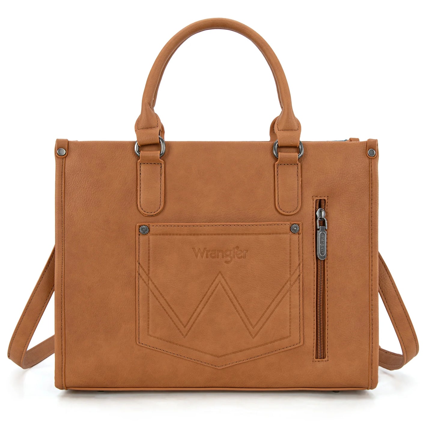 Wrangler Sherpa Aztec Canvas Tote/Crossbody - Brown