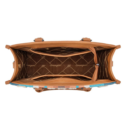 Wrangler Sherpa Aztec Canvas Tote/Crossbody - Brown