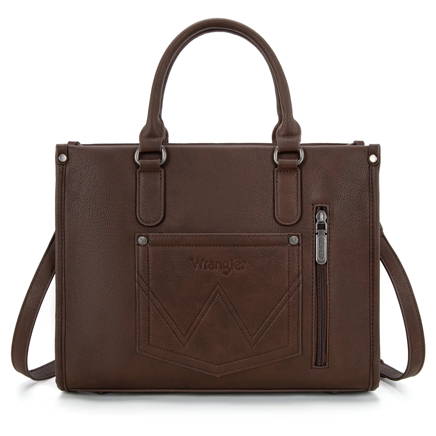 Wrangler Sherpa Aztec Canvas Tote/Crossbody - Coffee