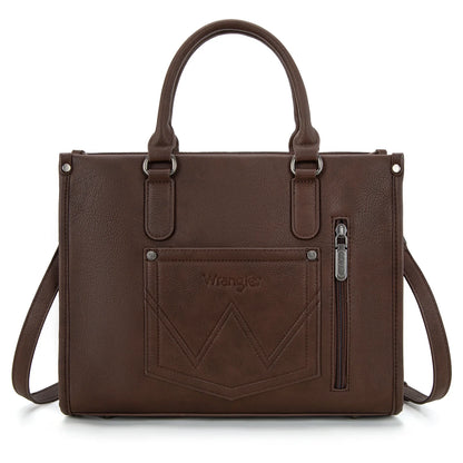 Wrangler Sherpa Aztec Canvas Tote/Crossbody - Coffee