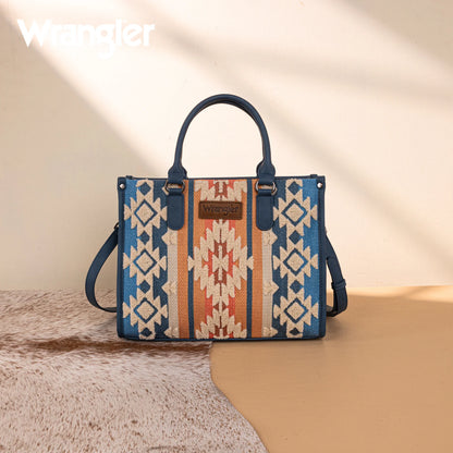 Wrangler Sherpa Aztec Canvas Tote/Crossbody - Jean