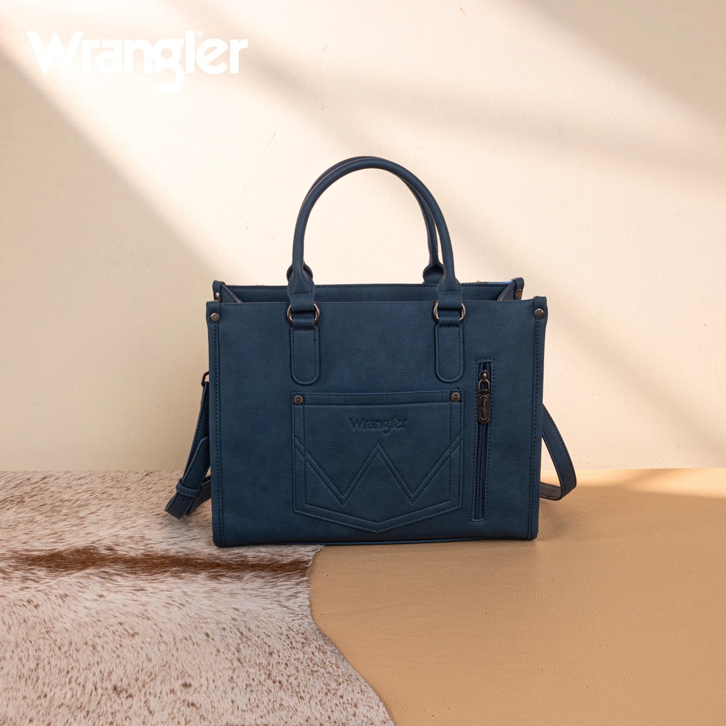 Wrangler Sherpa Aztec Canvas Tote/Crossbody - Jean