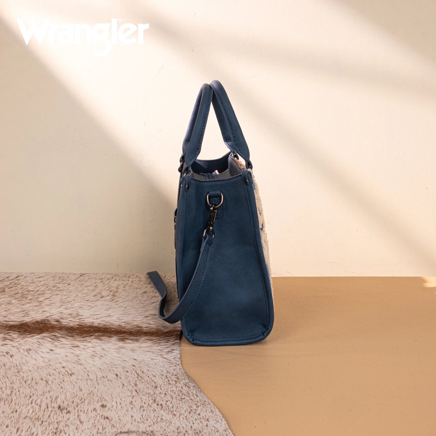 Wrangler Sherpa Aztec Canvas Tote/Crossbody - Jean