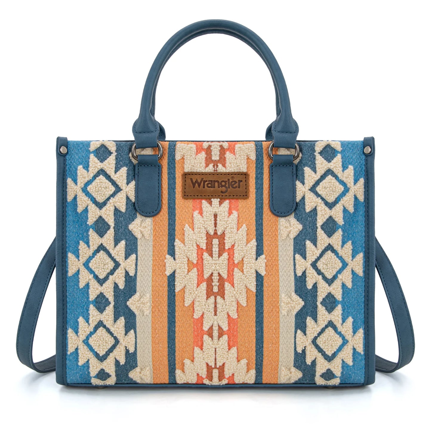 Wrangler Sherpa Aztec Canvas Tote/Crossbody - Jean