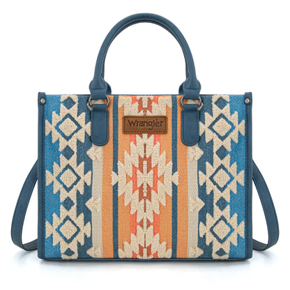 Wrangler Sherpa Aztec Canvas Tote/Crossbody - Jean