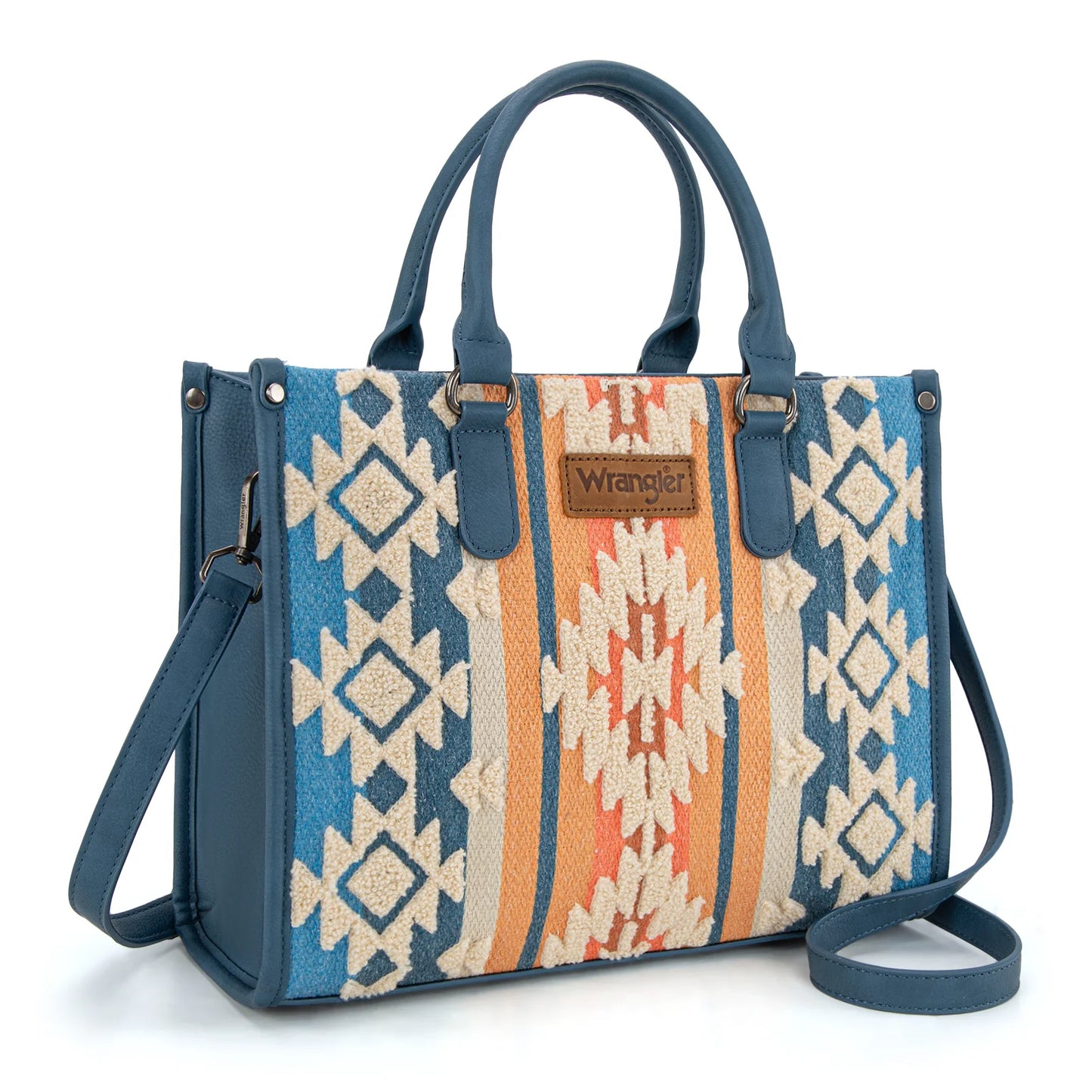 Wrangler Sherpa Aztec Canvas Tote/Crossbody - Jean