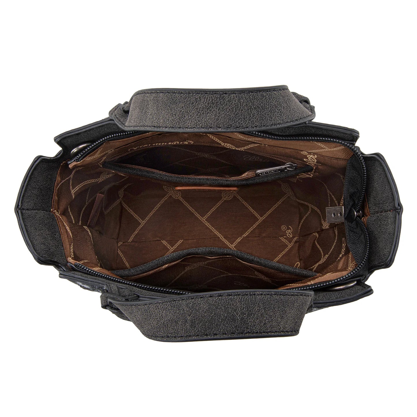 Wrangler Leopard Print Braided Handle Tote/Crossbody - Black