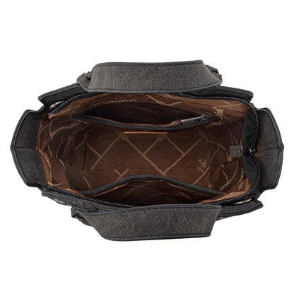 Wrangler Leopard Print Braided Handle Tote/Crossbody - Black