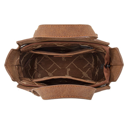 Wrangler Leopard Print Braided Handle Tote/Crossbody - Brown