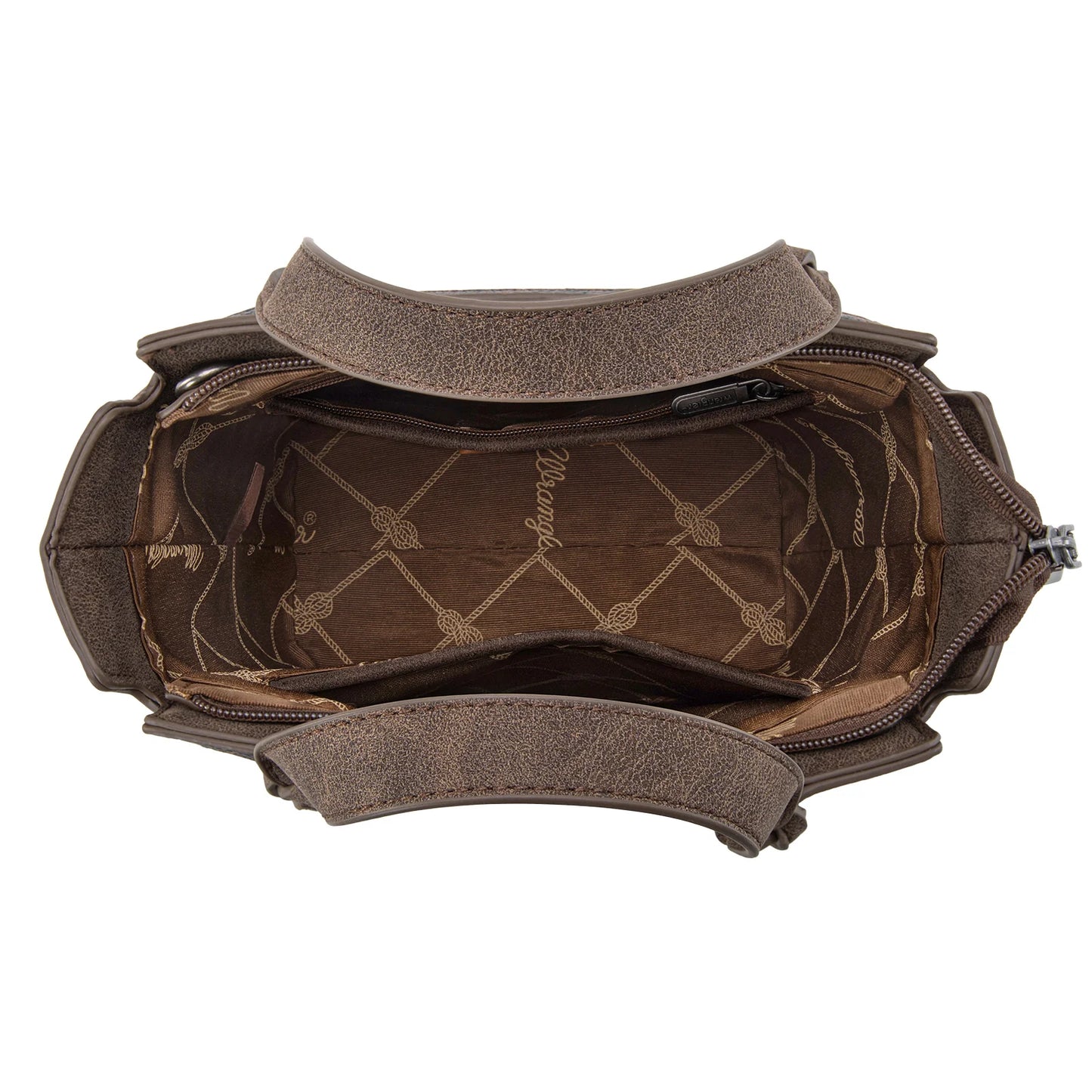 Wrangler Leopard Print Braided Handle Tote/Crossbody - Coffee