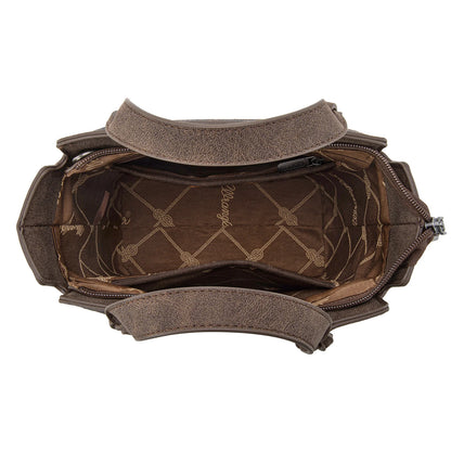 Wrangler Leopard Print Braided Handle Tote/Crossbody - Coffee