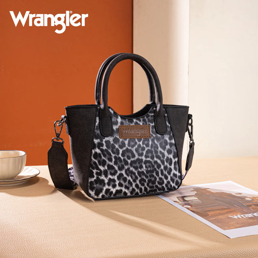 Wrangler Leopard Print Small Tote/Crossbody - Black
