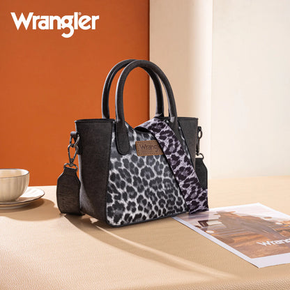 Wrangler Leopard Print Small Tote/Crossbody - Black