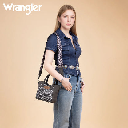 Wrangler Leopard Print Small Tote/Crossbody - Black