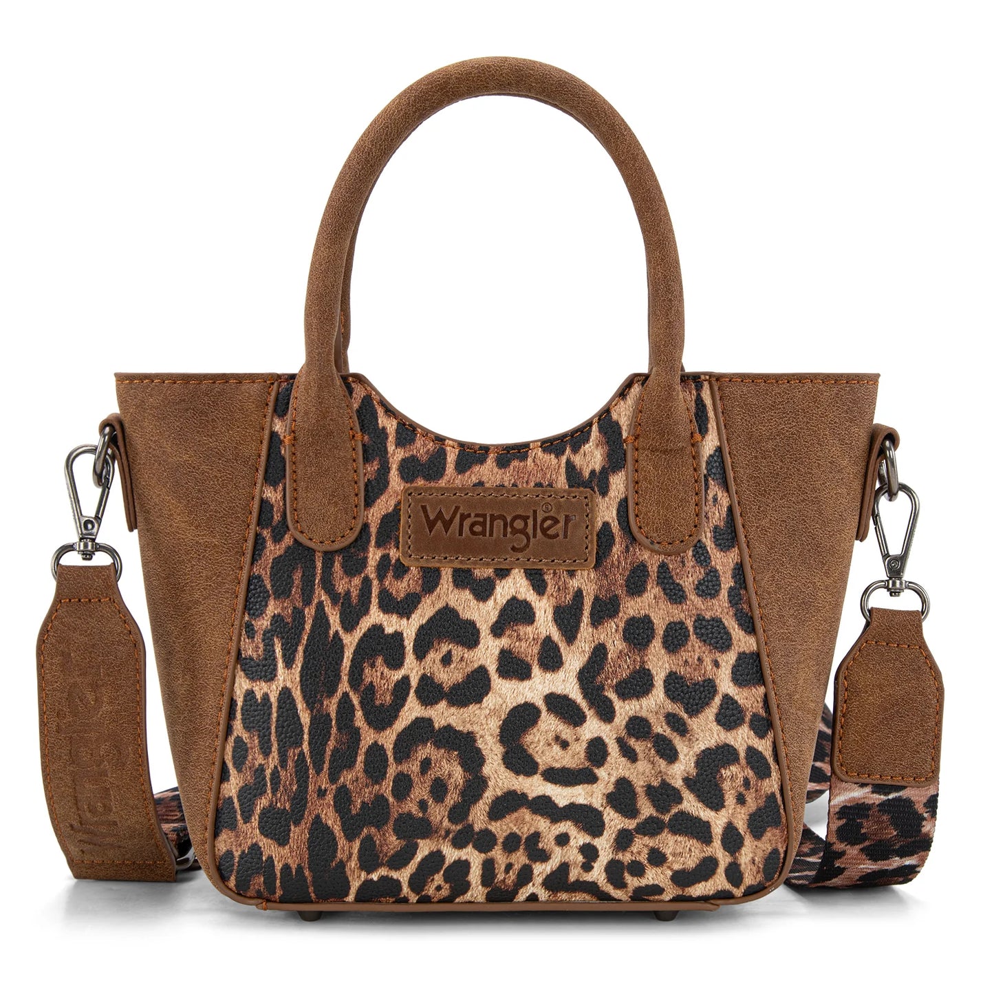 Wrangler Leopard Print Small Tote/Crossbody - Brown
