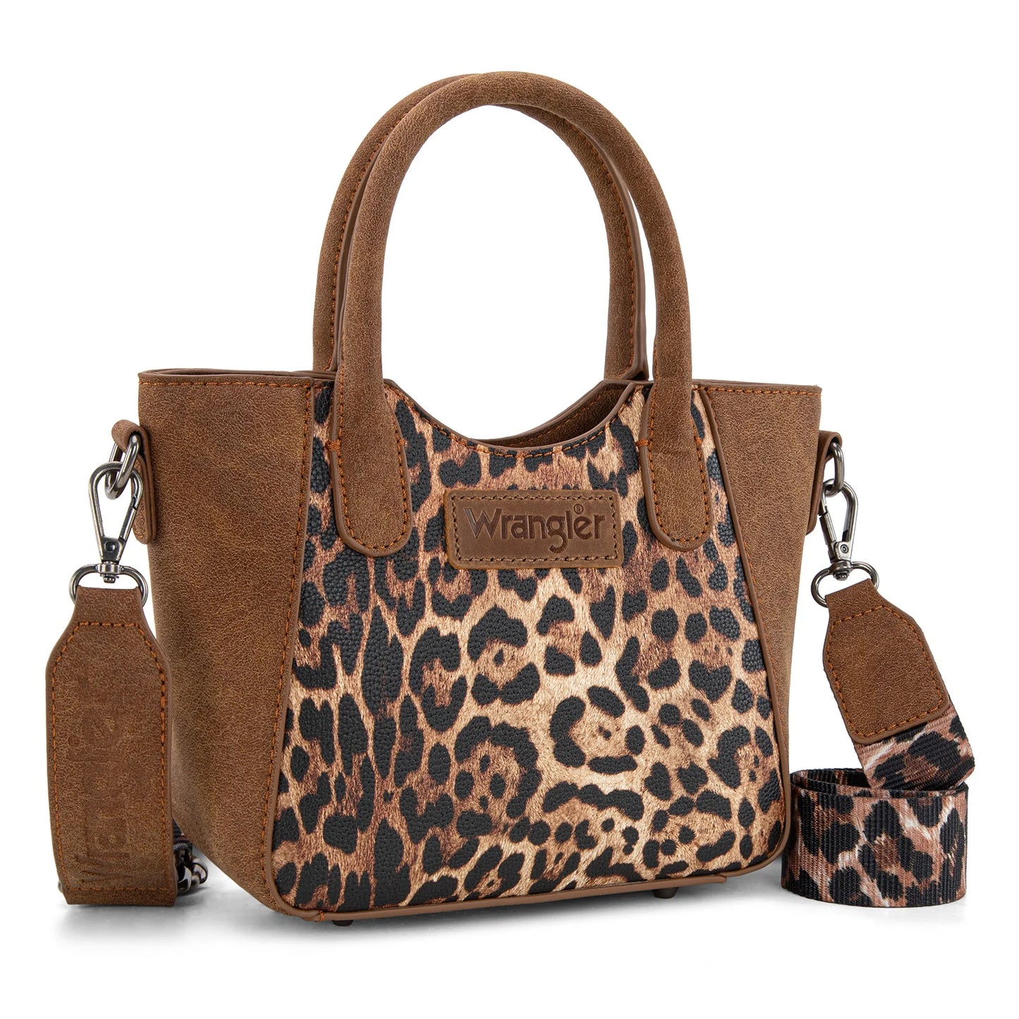 Wrangler Leopard Print Small Tote/Crossbody - Brown