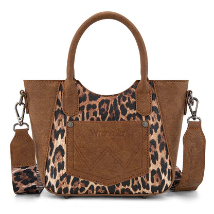 Wrangler Leopard Print Small Tote/Crossbody - Brown