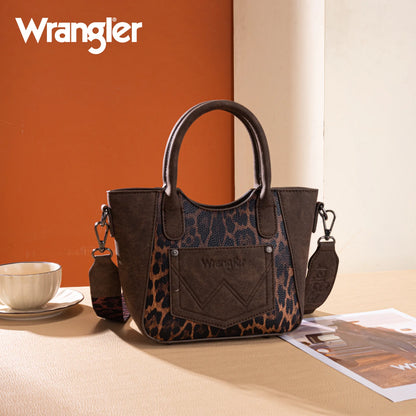 Wrangler Leopard Print Small Tote/Crossbody - Coffee