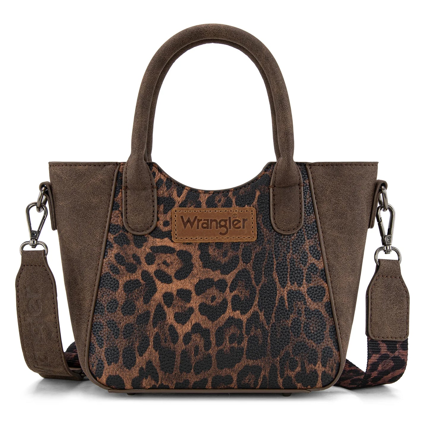 Wrangler Leopard Print Small Tote/Crossbody - Coffee