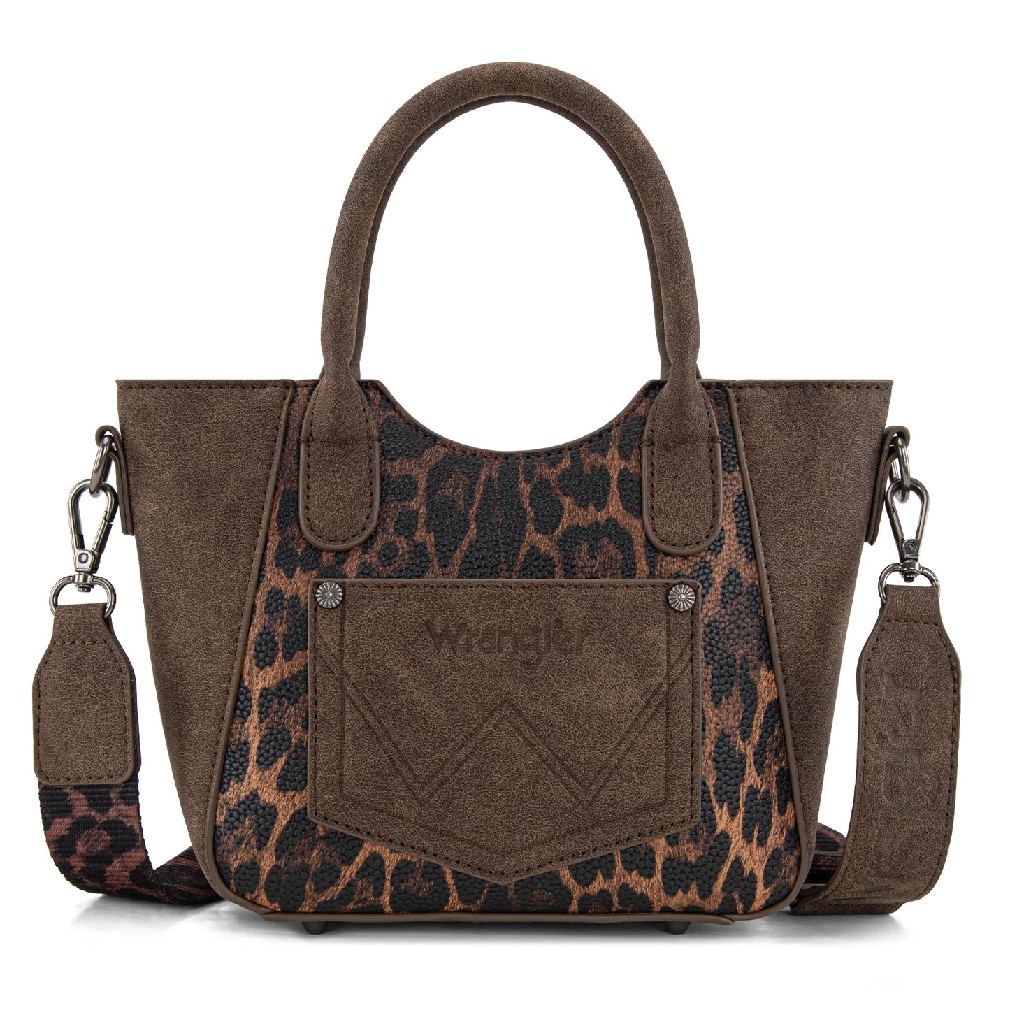 Wrangler Leopard Print Small Tote/Crossbody - Coffee
