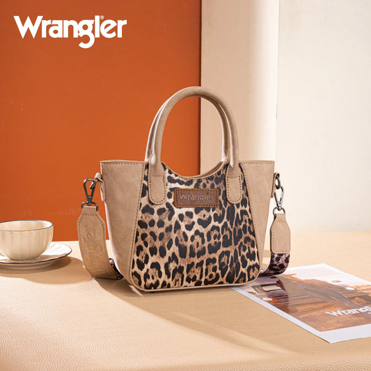 Wrangler Leopard Print Small Tote/Crossbody - Tan