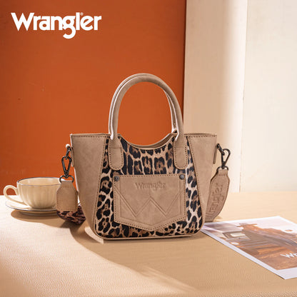 Wrangler Leopard Print Small Tote/Crossbody - Tan
