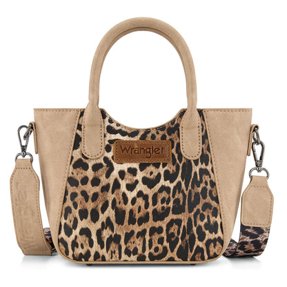 Wrangler Leopard Print Small Tote/Crossbody - Tan