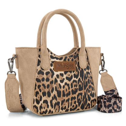 Wrangler Leopard Print Small Tote/Crossbody - Tan