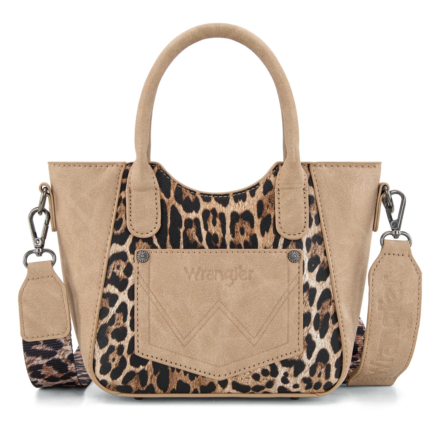Wrangler Leopard Print Small Tote/Crossbody - Tan