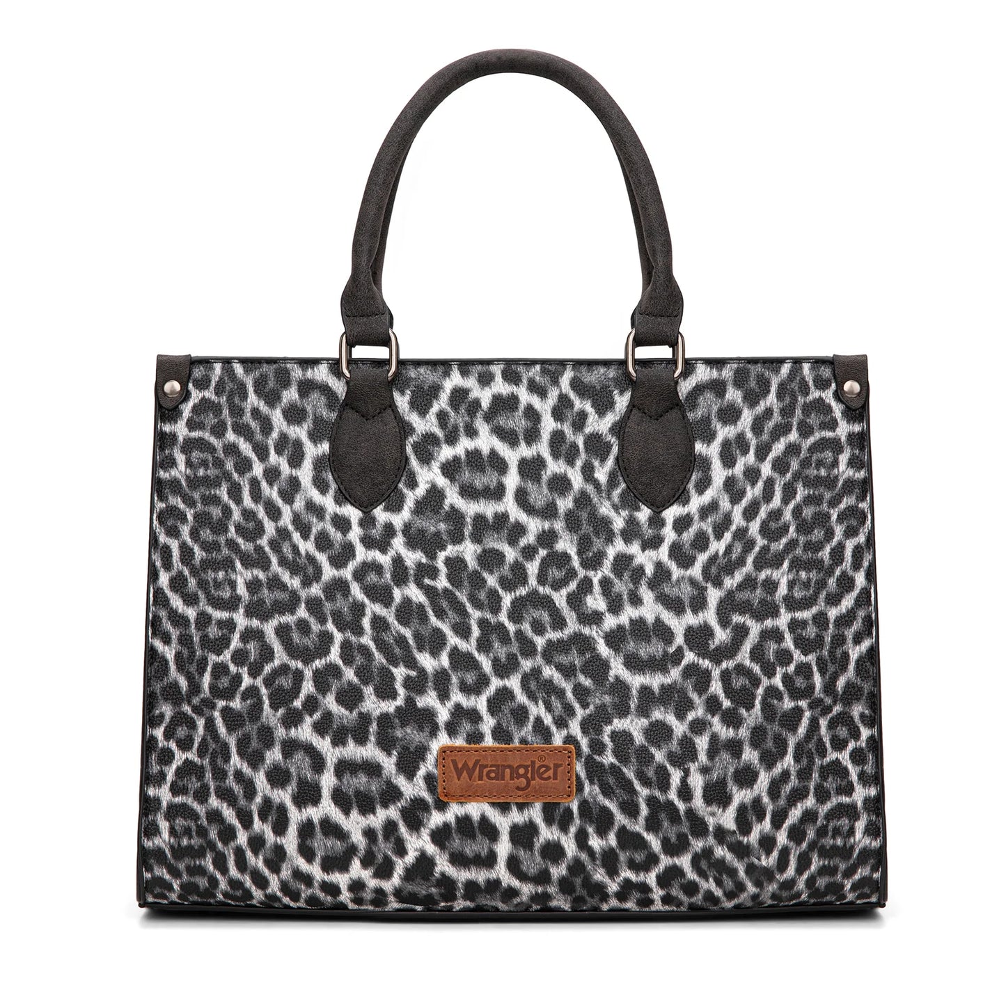 Wrangler Leopard Print Wide Tote Bag/Crossbody - Black