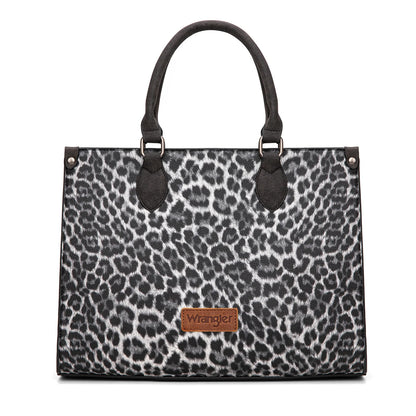 Wrangler Leopard Print Wide Tote Bag/Crossbody - Black