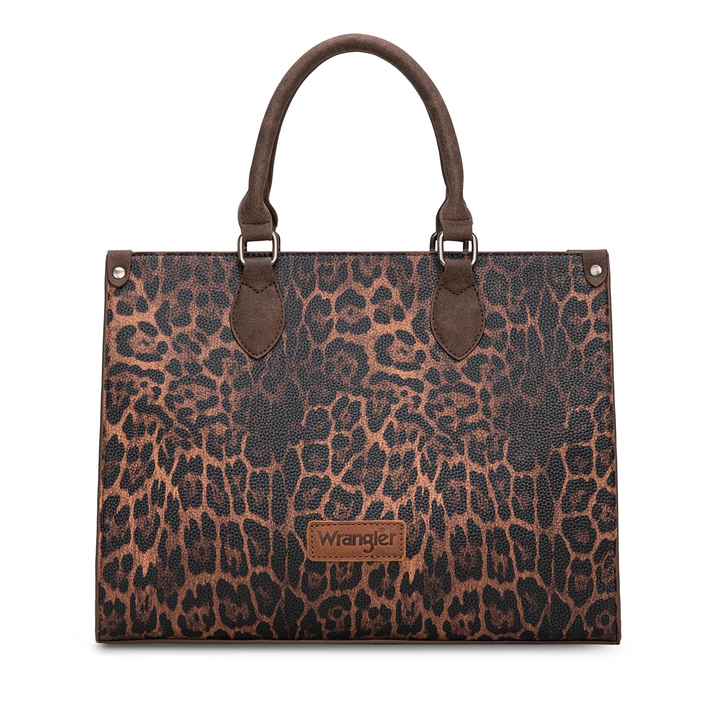 Wrangler Leopard Print Wide Tote Bag/Crossbody - Coffee