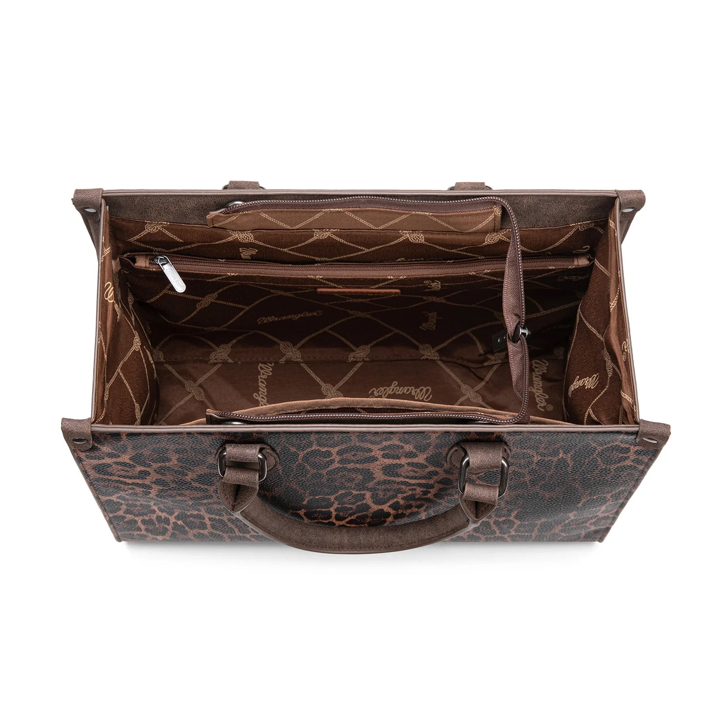 Wrangler Leopard Print Wide Tote Bag/Crossbody - Coffee