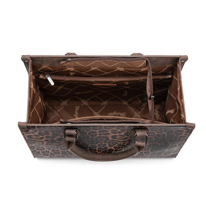 Wrangler Leopard Print Wide Tote Bag/Crossbody - Coffee