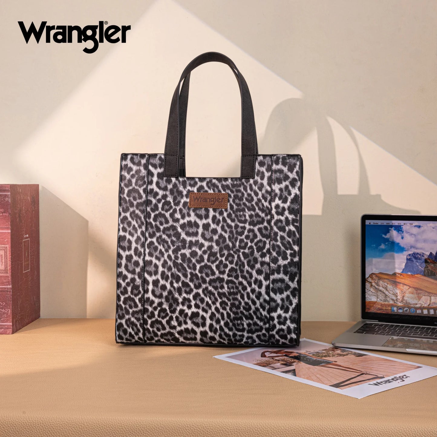 Wrangler Leopard Print Tote Bag - Black