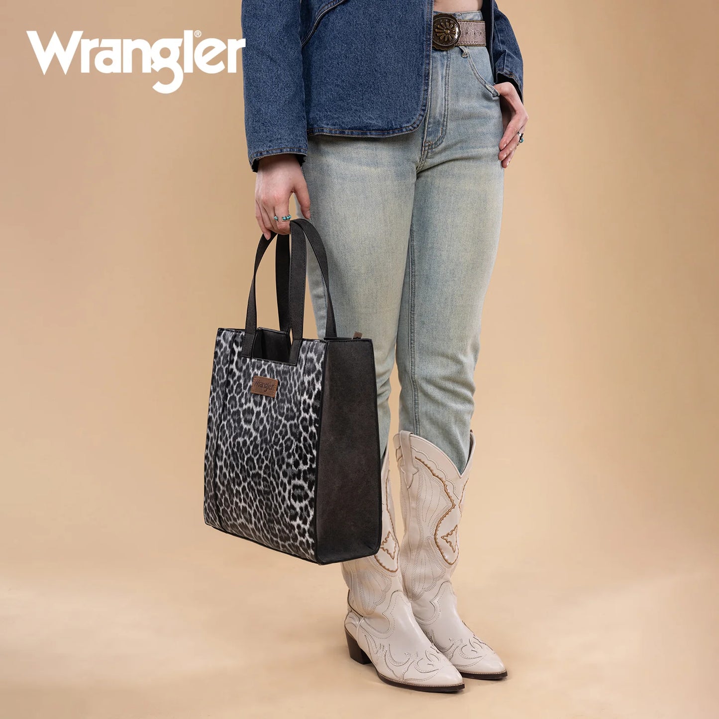 Wrangler Leopard Print Tote Bag - Black