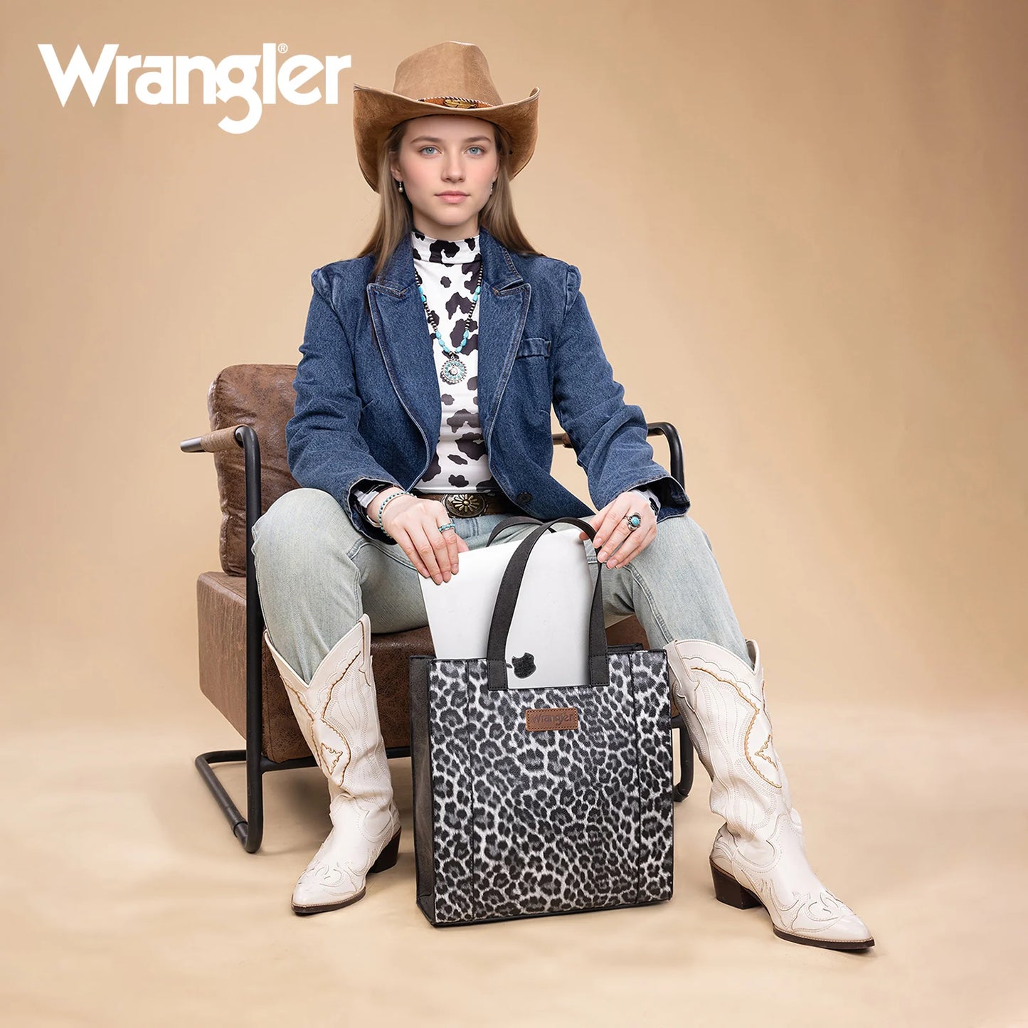Wrangler Leopard Print Tote Bag - Black