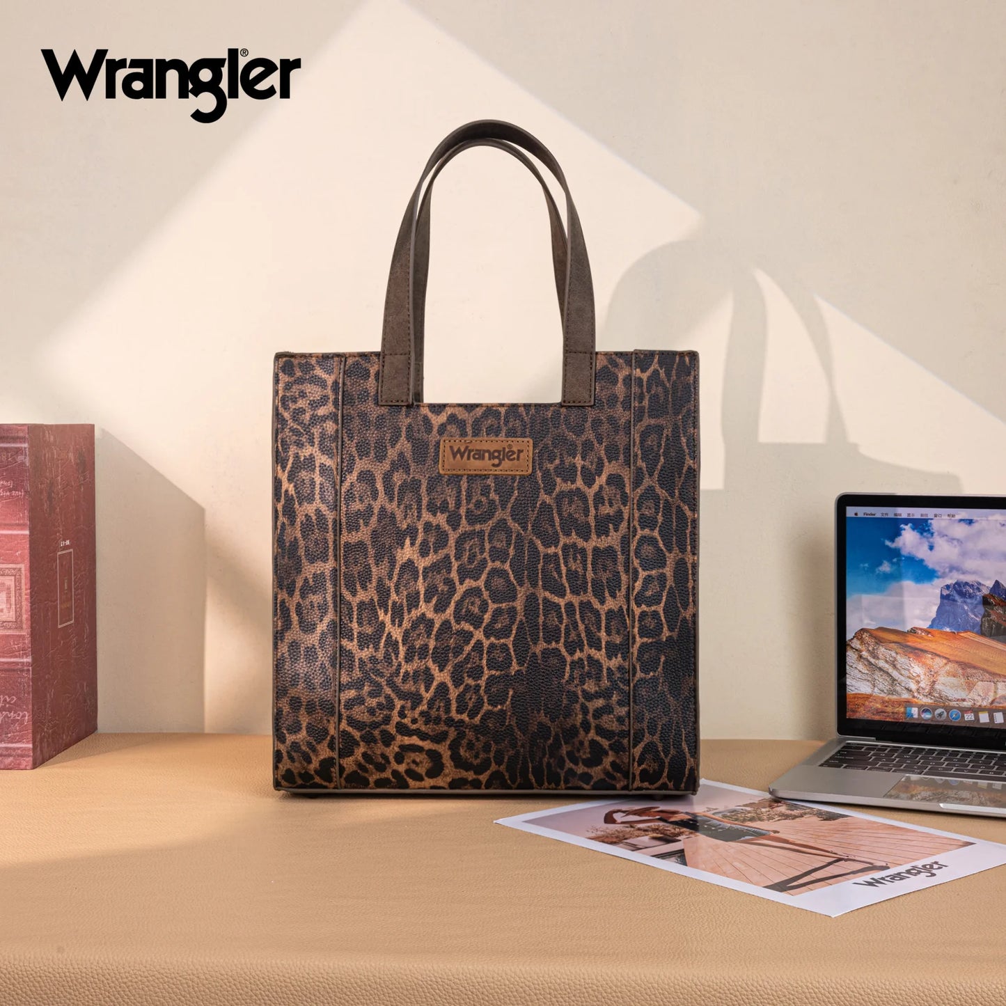 Wrangler Leopard Print Tote Bag - Coffee