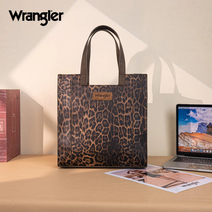 Wrangler Leopard Print Tote Bag - Coffee