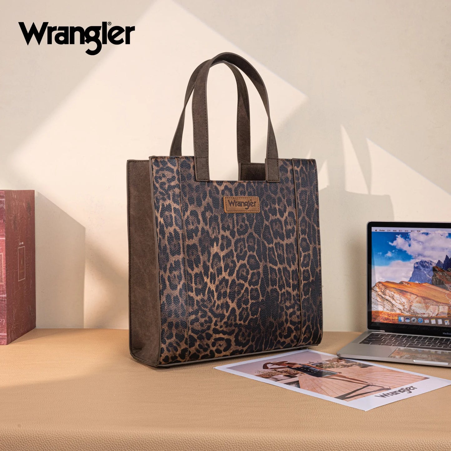 Wrangler Leopard Print Tote Bag - Coffee