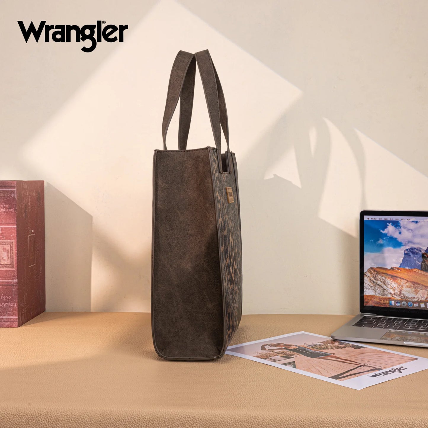 Wrangler Leopard Print Tote Bag - Coffee