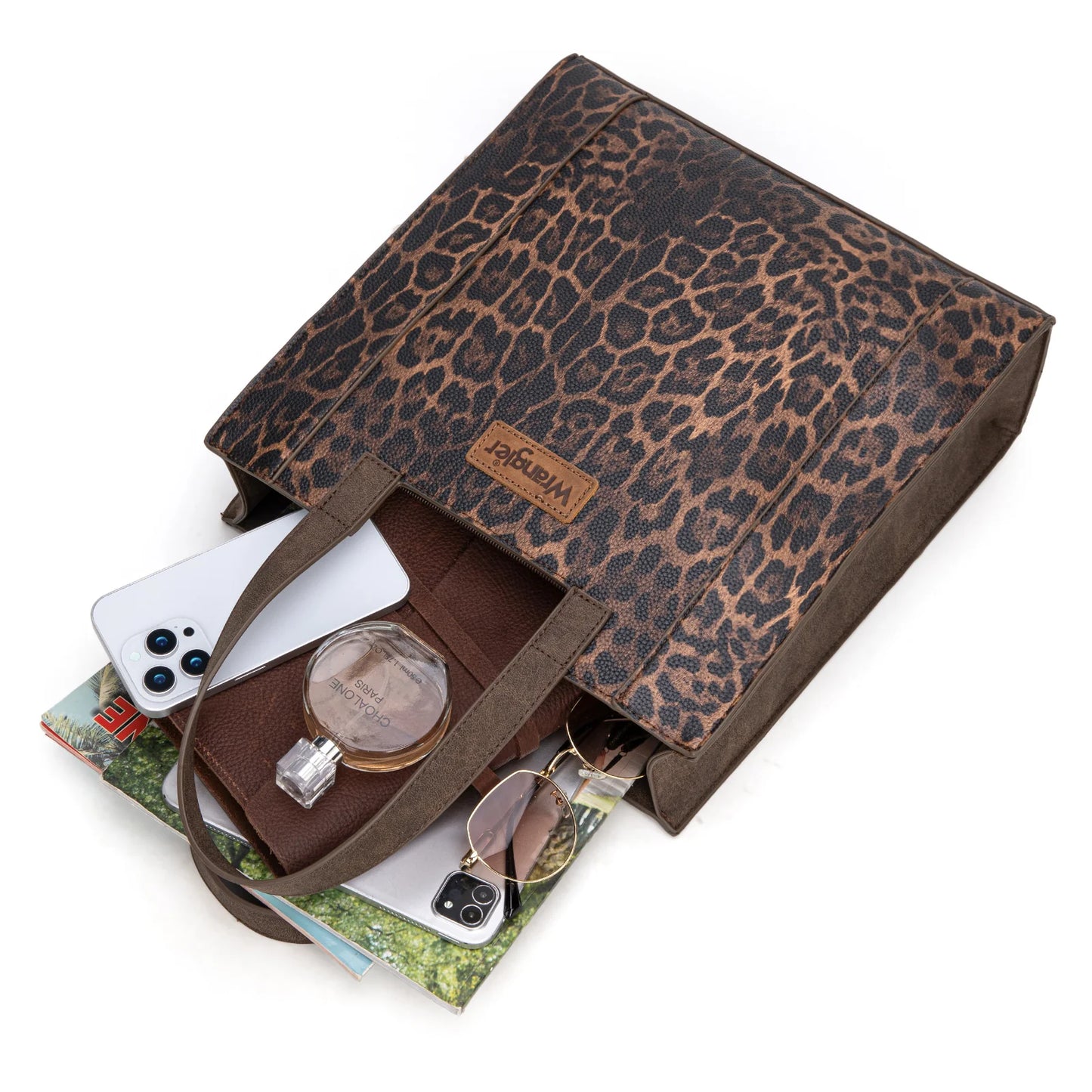 Wrangler Leopard Print Tote Bag - Coffee