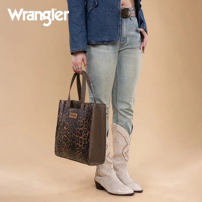 Wrangler Leopard Print Tote Bag - Coffee